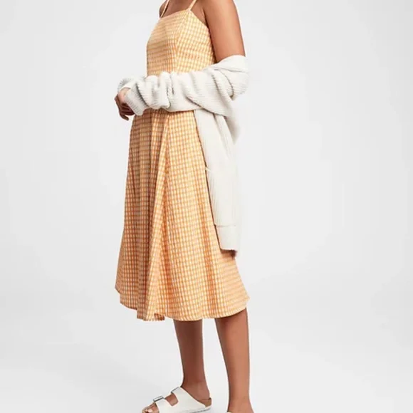 GAP | Dresses | Gap Womens Yellow Fit Flare Squareneck Midi Dress | Poshmark